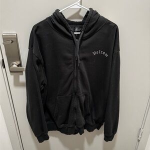 Volcom Black Hooded Pullover with Logo Tag